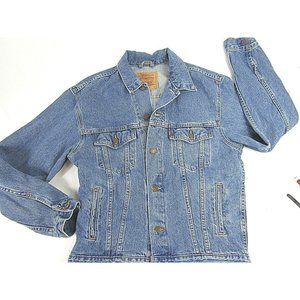 Mens Vintage Levis Red Tab Relaxed Blue Denim Trucker Jacket M 42" Chest Moto